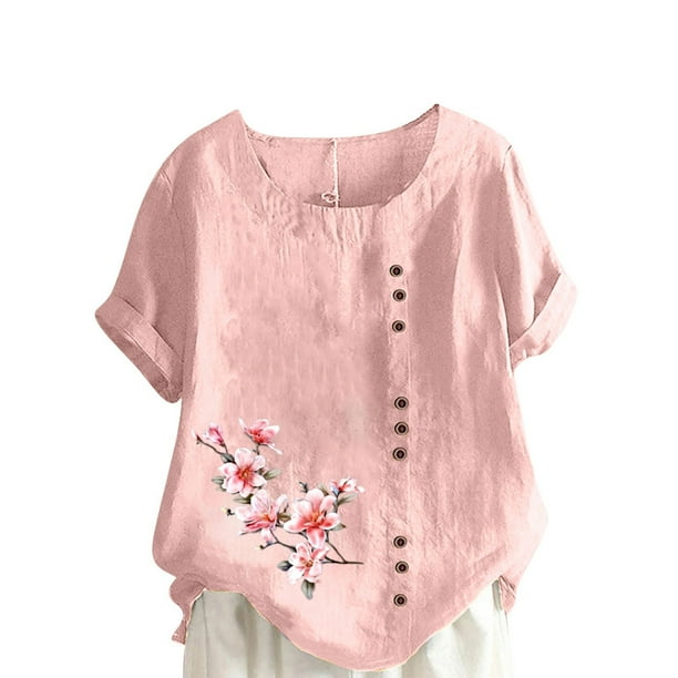 Camisetas de Manga Corta para Mujeres, Camiseta de Manga Corta Impresa Casual Hecha de 95% Poliéster 5% Spandex para Todas las Estaciones, Camisetas de Manga Corta para Mujeres