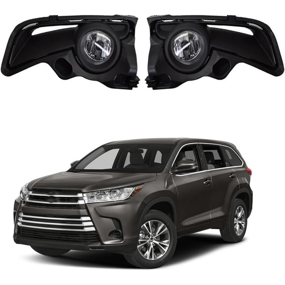 ALL-CARB A Pair Driver Passenger Side Clear Fog Lights Bumper Driving Lamps Assembly Lamps Wiring Switch Replacement for 2017 2018 Toyota Highlander