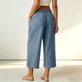 thumbnail image 6 of Ruimatai Womens High Waist Capri Pants Button Fly Patch Pockets Wide Straight Casual Daily Trousers, 6 of 7