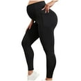 thumbnail image 2 of fnnxnal Stretchy Maternity Leggings for Women, Cotton High Waisted with Pockets, Soft for Daily & Yoga, Black, Size S, 2 of 8