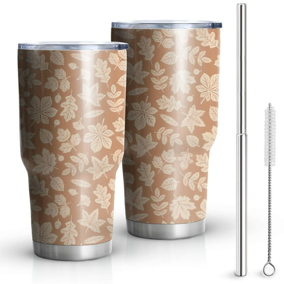 30oz Autumn Fall Leaves Pattern Tumblers Stainless Steel Tumbler with Lid and Straw,Vacuum Insulated Double Wall Travel Tumbler Cups Mug with Cleaning Brush for Coffee,Tea