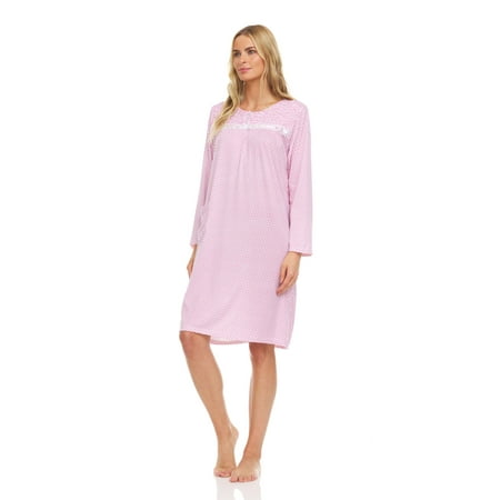 

Lati Fashion Women Nightgown Sleepwear Pajamas Female Long Sleeve Sleep Dress Nightshirt Pink XXL