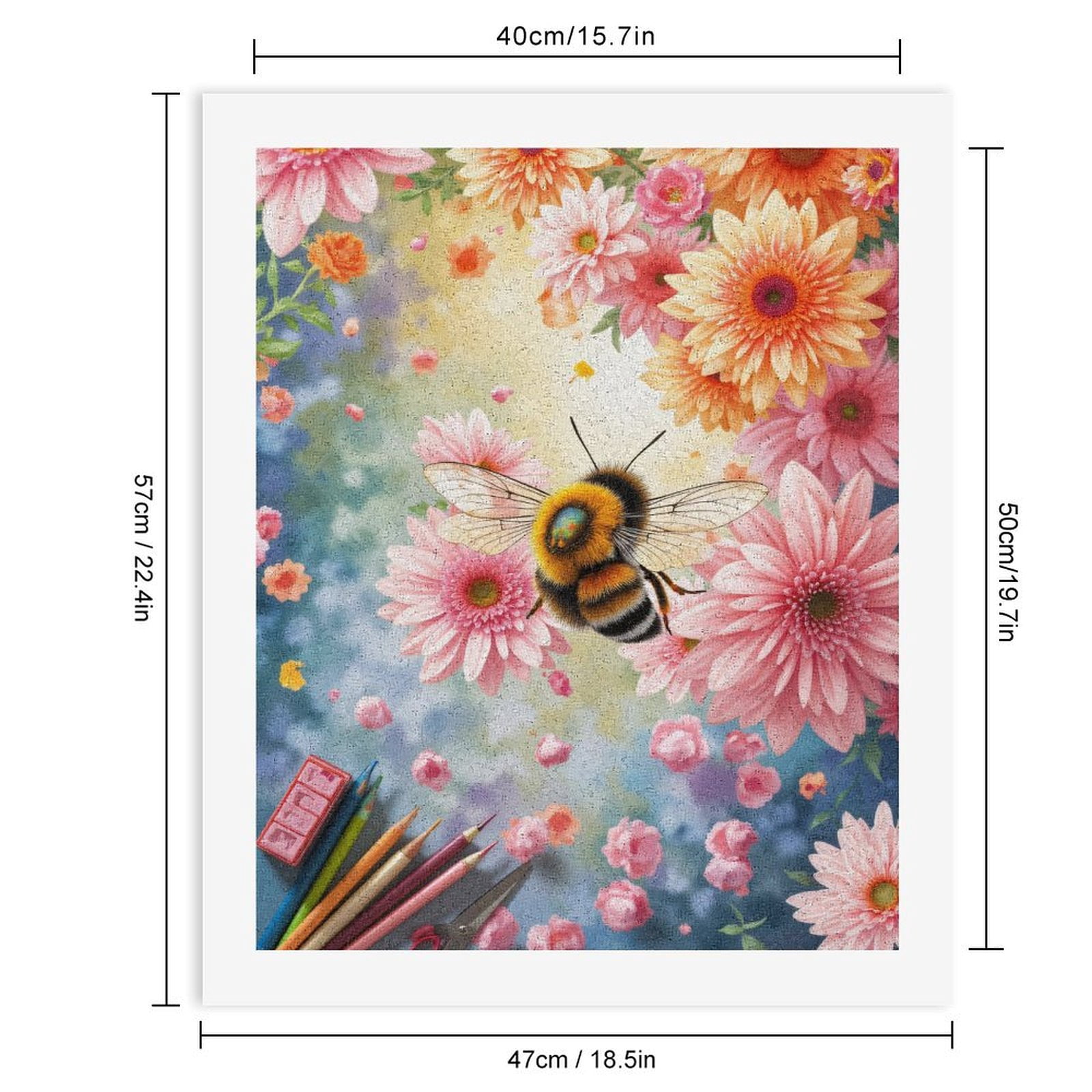 Paint By Numbers Kit for Adults Beginner - DIY Bumblebee Flowers Art Stationery Canvas Painting Kits for Adults, Frameless Paint By Number for Adults for Home Wall Decor 16x20 Inch