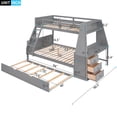 thumbnail image 3 of Hassch Twin Over Full Bunk Bed with Trundle and Built-in Desk, Solid Wood Bunk Bed Frame with Three Storage Drawers and Shelf (Gray), 3 of 8