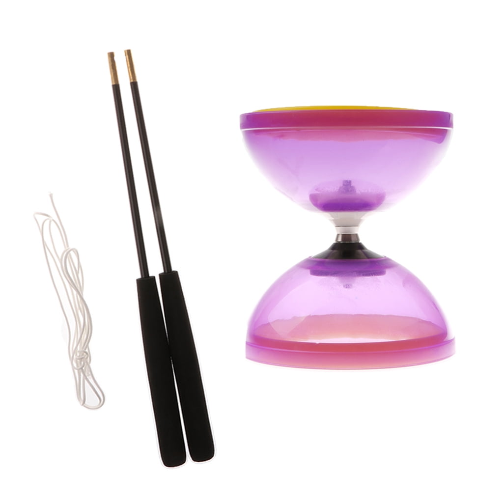 13cm 3 Bearing Diabolo Juggling Circus Skills Toys with Sticks String Purple 