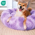 thumbnail image 3 of Exclusivo Mezcla Calming Donut Pet Bed for Large Dogs 36", Anti-Anxiety Plush Cozy Warming Dog Bed, Gradient Purple, 3 of 7