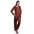 thumbnail image 2 of Moomaya Womens Pj Lounge Sets Long Sleeve Button Notch Collar Sleepwear, 2 of 6