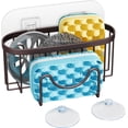 thumbnail image 1 of Multifunctional Sponge Holder with Unique M-Shaped, 2 Installation Methods Kitchen Sink Caddy Organizer, Rustproof Stainless Steel Sponge Caddy for Brush, Sink Stopper and Scraper -Black, 1 of 7