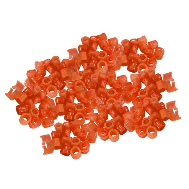 lionlar 100pcs Birds Foot Bands Pigeon Clip on Leg Rings Identification Tool for Quail, Orange
