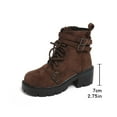 thumbnail image 4 of Bnwani Boots for Women Winter Fashion Toe Mid-Heel Thick Chunky Ankle Versatile Casual Solid Boot Brown Size 9, 4 of 7