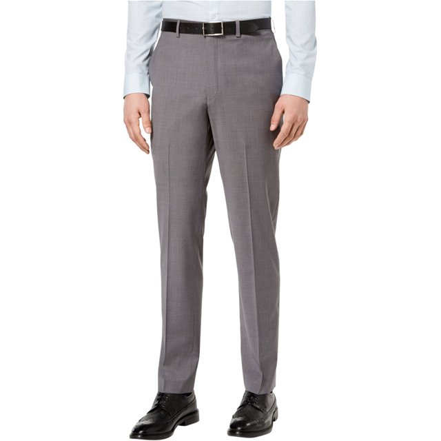 DKNY - Pantalones de vestir para hombre, elásticos, color gris, 32 de ancho x 30 de largo