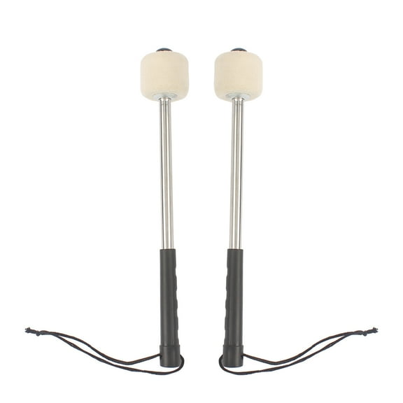 PTOOTP Stainless Steel Drum Mallets Wool Felt Head for Music Playing 2Pcs