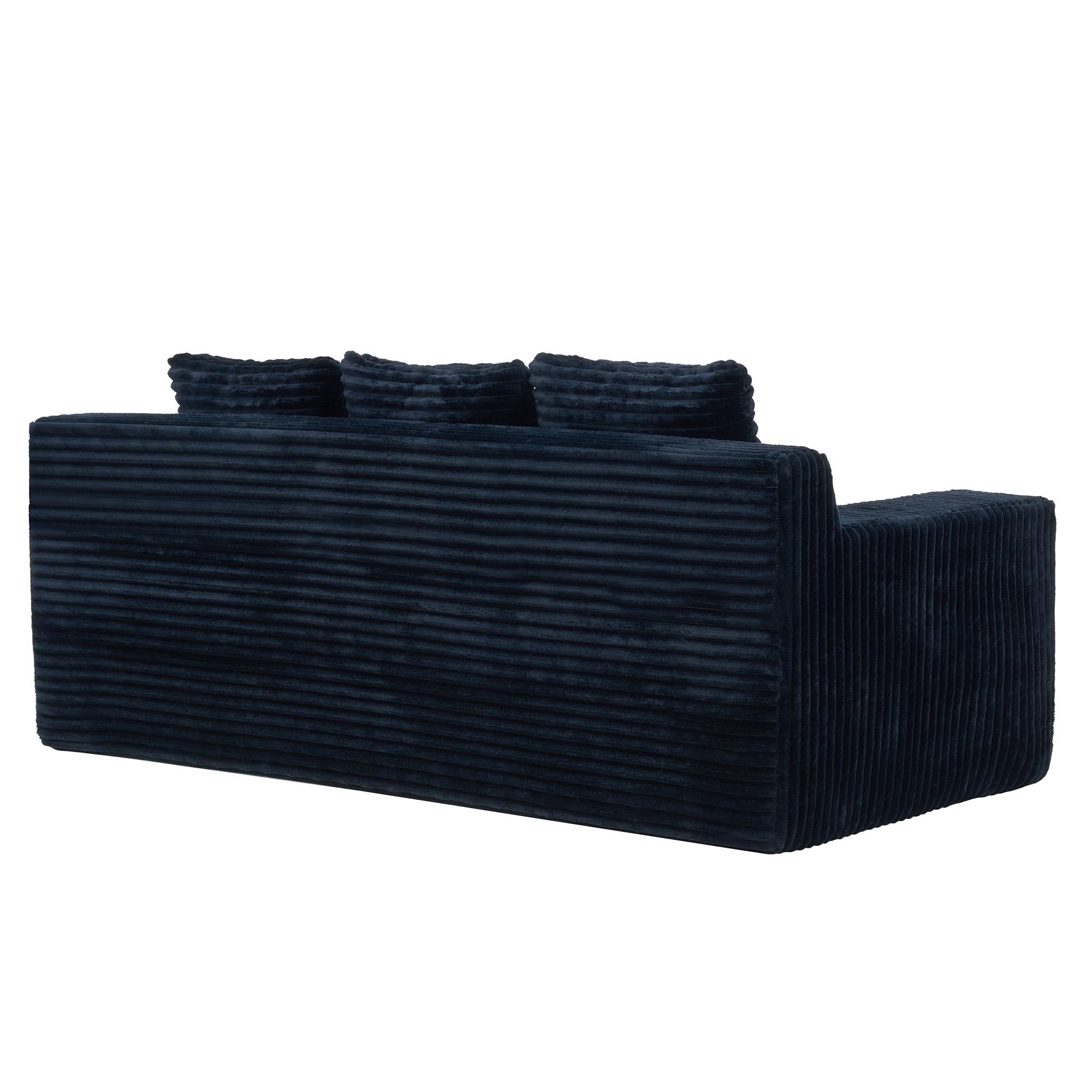 Leumius 72.2" 3-Setaser Sofa with Corduroy Fabric, Deep Seat Couches, Comfy Loveseat Sofa, No Assembly for Living Room Bedroom Conference Room Apartment Black