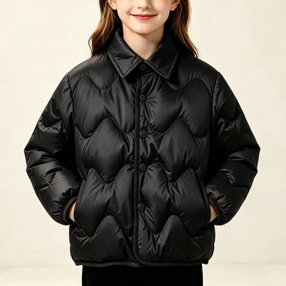 ATOGUTA Puffer Jacket for Girls Warm Kids Zip up Long Sleeve Winter Quilted Jackets Coat Outerwear