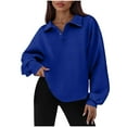 thumbnail image 2 of DAFPZW Women Quarter Button Up Collar Sweatshirt Oversized Long Sleeve Tops Fall Fashion Pullover Winter Shirts, 2 of 8