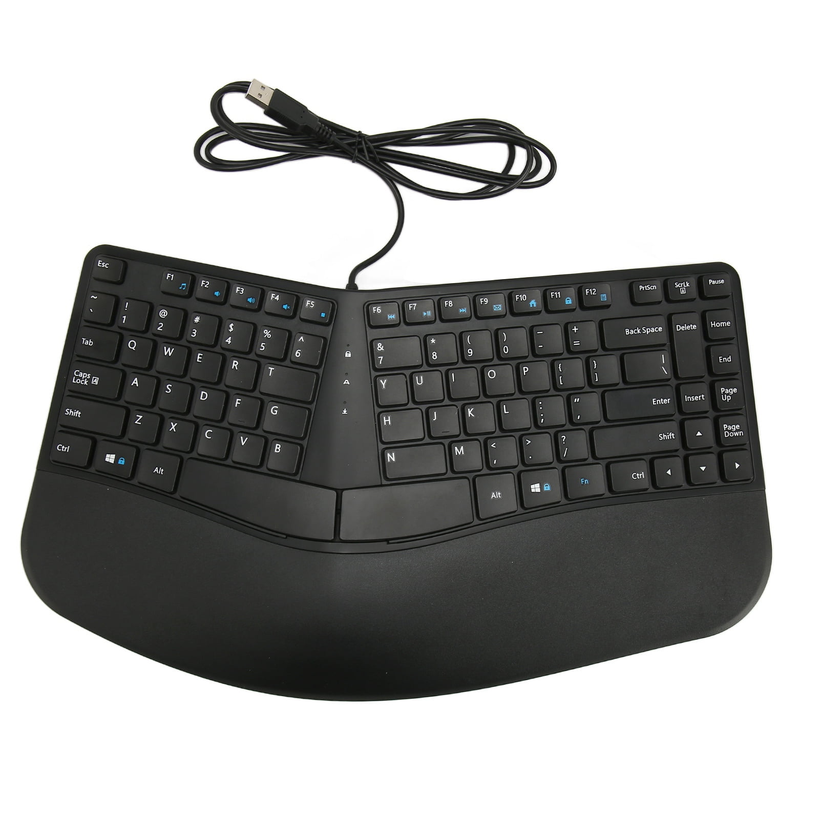 Computer Keyboard, Plug And Play Ergonomic Keyboard With Palm Rest For