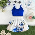 thumbnail image 4 of Girls Outfits Fly Sleeve Cartoon Prints Bowknot Bow Sling+ Cartoon Bowknot Printed Short Skirt 2Pc Set Clothes, 4 of 9
