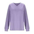 thumbnail image 4 of GaThRRgYP Womens Hoodies Fall Winter Plus Size,Women's Casual V-neck Long-sleeved Pullover Sweatshirt Purple XXXL, 4 of 6