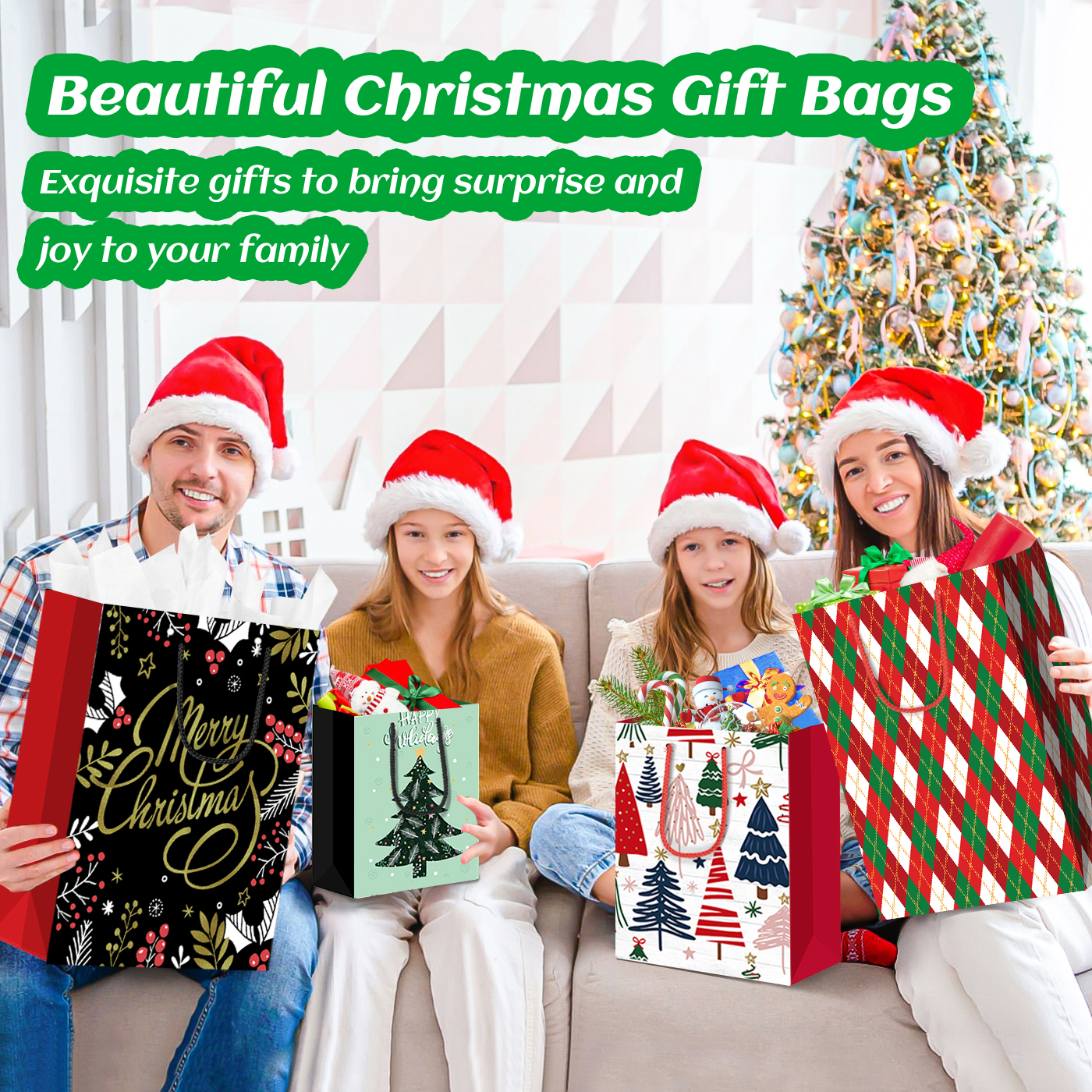 DECHISY Christmas Gift Bags - 12 Pack Assorted Sizes photo 8