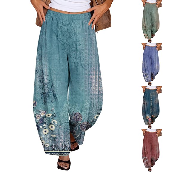 IMENGL Casual Cropped Pants for Women Soft Barrel Baggy Elastic High Waist Comfy with Pockets Trousers Loose Women's Wide Leg Pant,M-XXXL