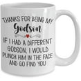 thumbnail image 2 of Thanks for Being My Godson Mug for Godchild from Godmother Godfather Gag Jokes Christmas Birthday Graduation Keepsake for Teen Boys 11 or 15 oz White, 2 of 2