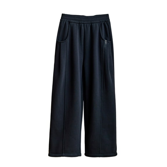 CAIVO Girls Casual Winter Pants Pure Color Slim Fit Wide Leg Trousers Loose Fit Outerwear Sporty Bottoms For Big Kids And Toddlers Versatile Slacks
