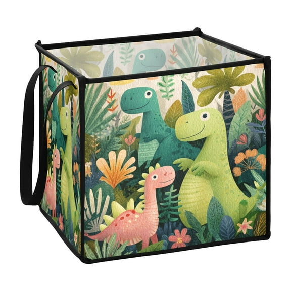 Home Organizer Foldable Fabric Storage Bin With Handle Crtoon Pattern Of Dinosaurs