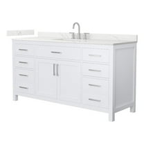Beckett 66" White Single Vanity & Giotto Quartz Top (3-Hole) & Nickel Trim