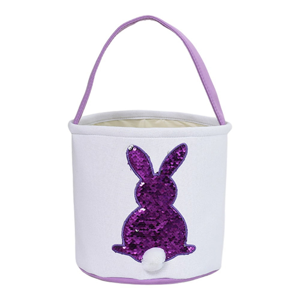Easter Bunny Basket Bags for Boys Girls Easter Gift Bags Bucket with Handles Kids Eggs Hunt Tote Bag for Toys Candy 
