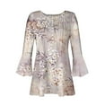 thumbnail image 4 of Vivianyo HD Women's 3/4 Sleeve Blouse Women Fashion Printed Casual V-Neck Short Sleeve Loose T-Shirt Blouse Tops, 4 of 5