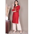 thumbnail image 2 of Red Solid Straight Rayon Kurta, 2 of 6