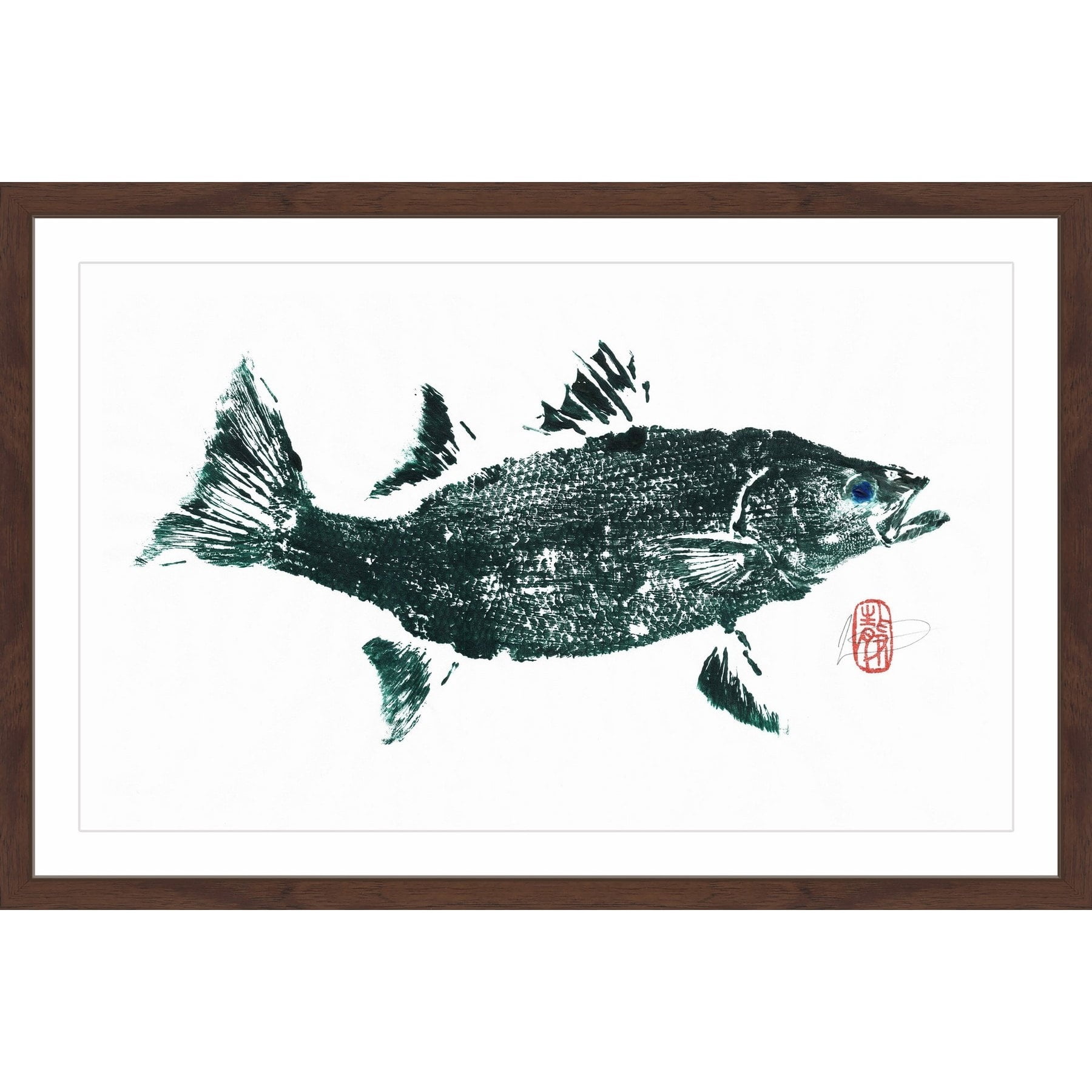 "Striped Bass Green" Framed Painting Print