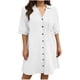 thumbnail image 3 of TaTaai Women's Spring Summer Plus Size Dress Short Sleeve Button Down Collar with Pockets Solid Color Casual Loose Fit Knee Length Gift, 3 of 8