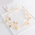thumbnail image 4 of Corona de flores para el cabello, diadema con corona de flores de margarita, joyería para el cabello de boda, cuentas de cristal dorado con accesorio de cinta, accesorio para el cabello de boda, 1 pieza Rojo Verde, 4 of 5