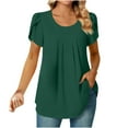 thumbnail image 2 of Elvqul T Shirts for Women Plus Size Green Tops for Women Under $10 Loose Short Sleeve Soft Round Neck Tops, 2 of 6