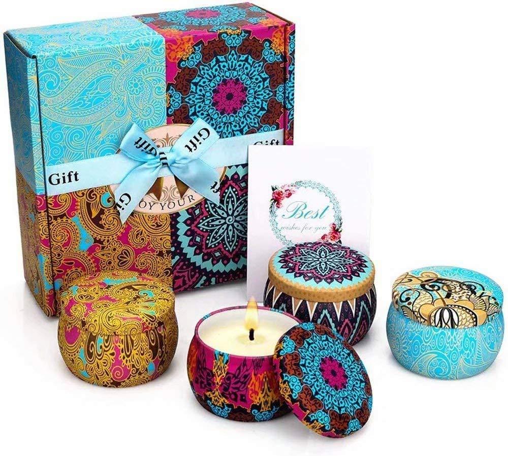 Scented Candles Gift Set, Soy Wax 4.4 Oz Portable Travel Tin Candles
