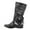 Black-A, variant on Retro Women Rhinestones Bow Tie Low Heeled Slip On Mid Calf Boots Round Toe Shoes Wide Calf High Boots for Women Wide Width Boots for Women Wide Calf Tall Boots for Women with Heel Wide Calf Dark Wide