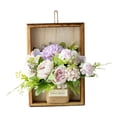 thumbnail image 4 of Flor artificial con decoración para puerta. Flor artificial en marco de madera para la casa. violeta, 4 of 9
