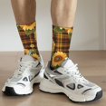 thumbnail image 6 of KLL Yellow Black Plaid Sunflower Print Cool Socks Men's Women's Crew Socks Funny Crazy Novelty Stockings, 6 of 6
