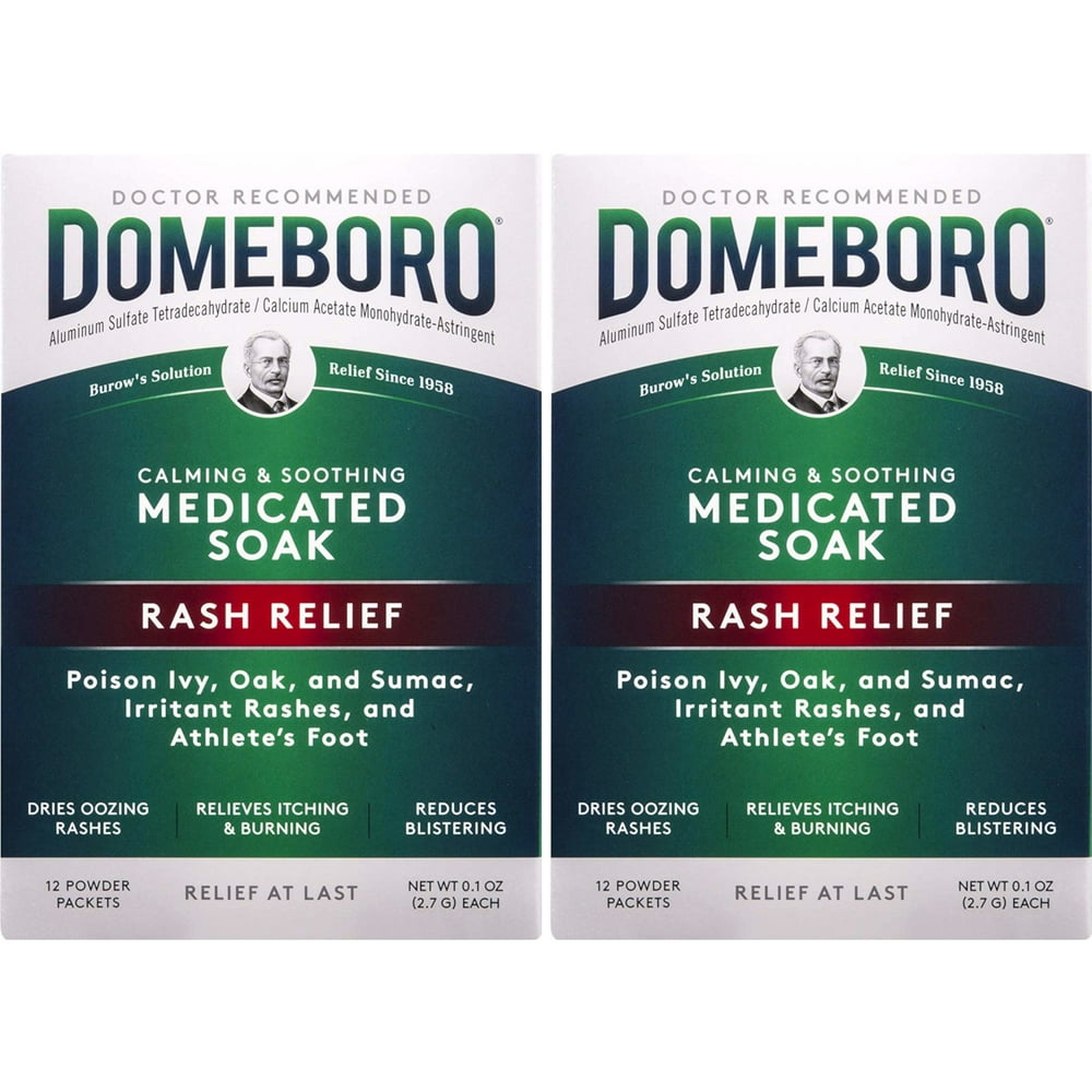 2 Pack Domeboro Soothing Soak Rash Relief, one box of 12 packets Each