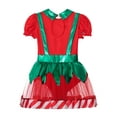 thumbnail image 6 of Ocealan Girls Christmas Elf Dress Candy Cane Striped Puff Sleeve Ballet Tutu Dancewear Red 6, 6 of 7