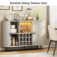 thumbnail image 5 of ROGALIS 55" Wine Bar Cabinet with LED Light,Modern Liquor Whiskey Coffee Station with Wine Rack and Glass Holder, Farmhouse Large Buffet Sideboard for Dining Room, Living Room, Kitchen,  Natural Whit, 5 of 9