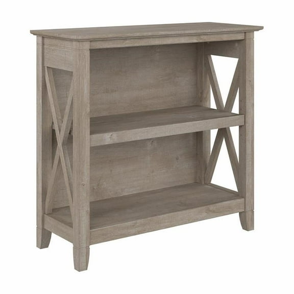 Maklaine Engineered Wood Small 2 Shelf Bookcase in Washed Gray