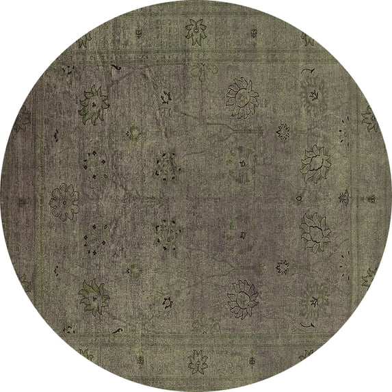 Ahgly Company Indoor Round Oriental Brown Industrial Area Rugs, 4' Round