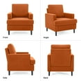 thumbnail image 3 of Weture Mid-Century Armchair, Linen Upholstered Orange (Set of 1), 3 of 7