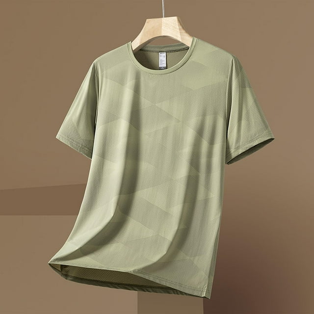 Blusas y camisas de manga corta y cuello redondo para hombre. Camisa informal de poliéster de manga corta, cuello redondo y cómoda.