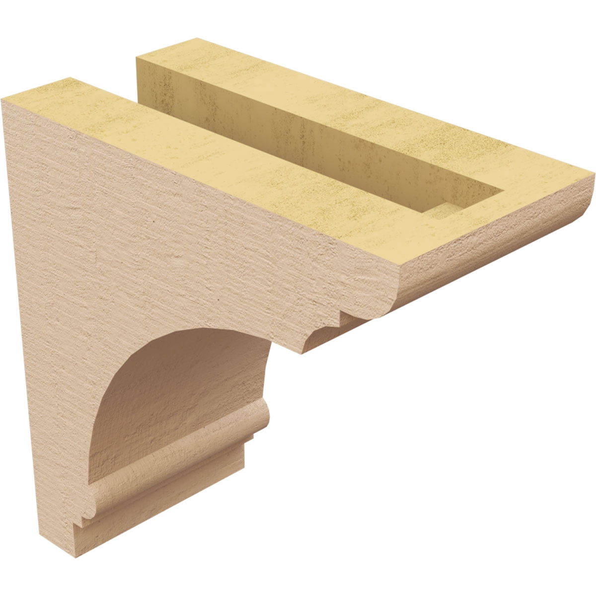 3"W x 6"D x 6"H Classic Hughes Rough Cedar Woodgrain TimberThane Corbel, Primed Tan