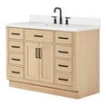 thumbnail image 2 of ARIEL Hepburn 49 Inch Single Rectangle Sink Bathroom Vanity With Pure White Quartz Countertop 1.5 Inch Edge In Oak, 2 of 8