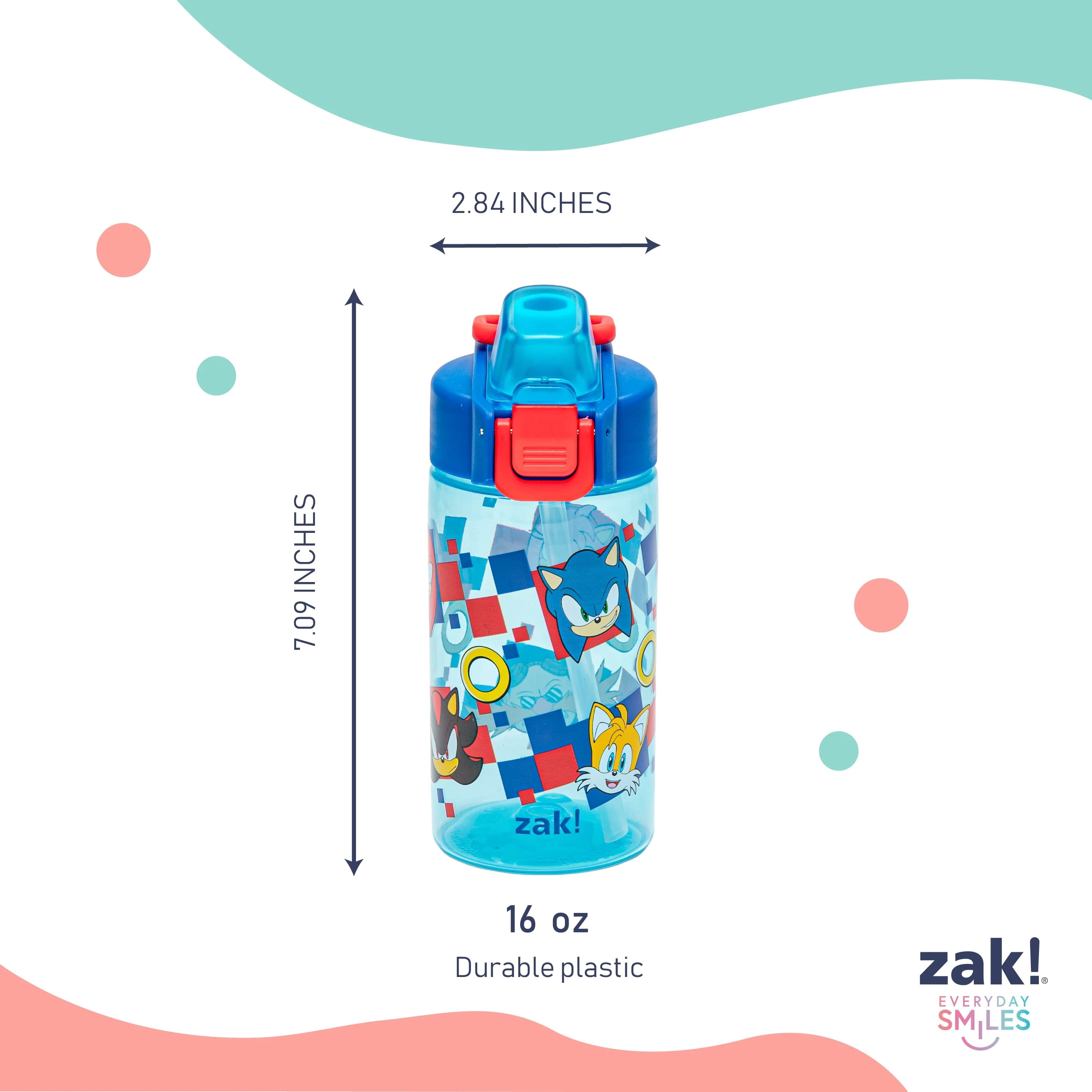 Zak Designs 16oz Sonic Jubilation Durable Plastic Water Bottle, 2pk.