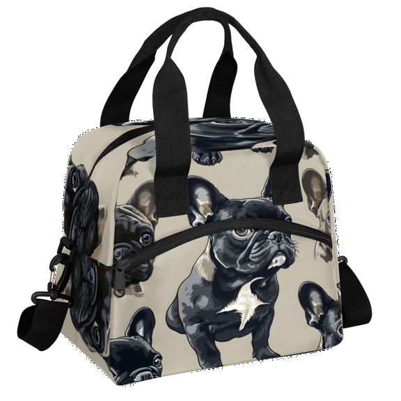 Herdesigns French Bulldog Insulated Lunch Bag for Women Men Adults Large Reusable Lunch Box Leakproof Portable Cooler Tote Bags with Adjustable Shoulder Strap